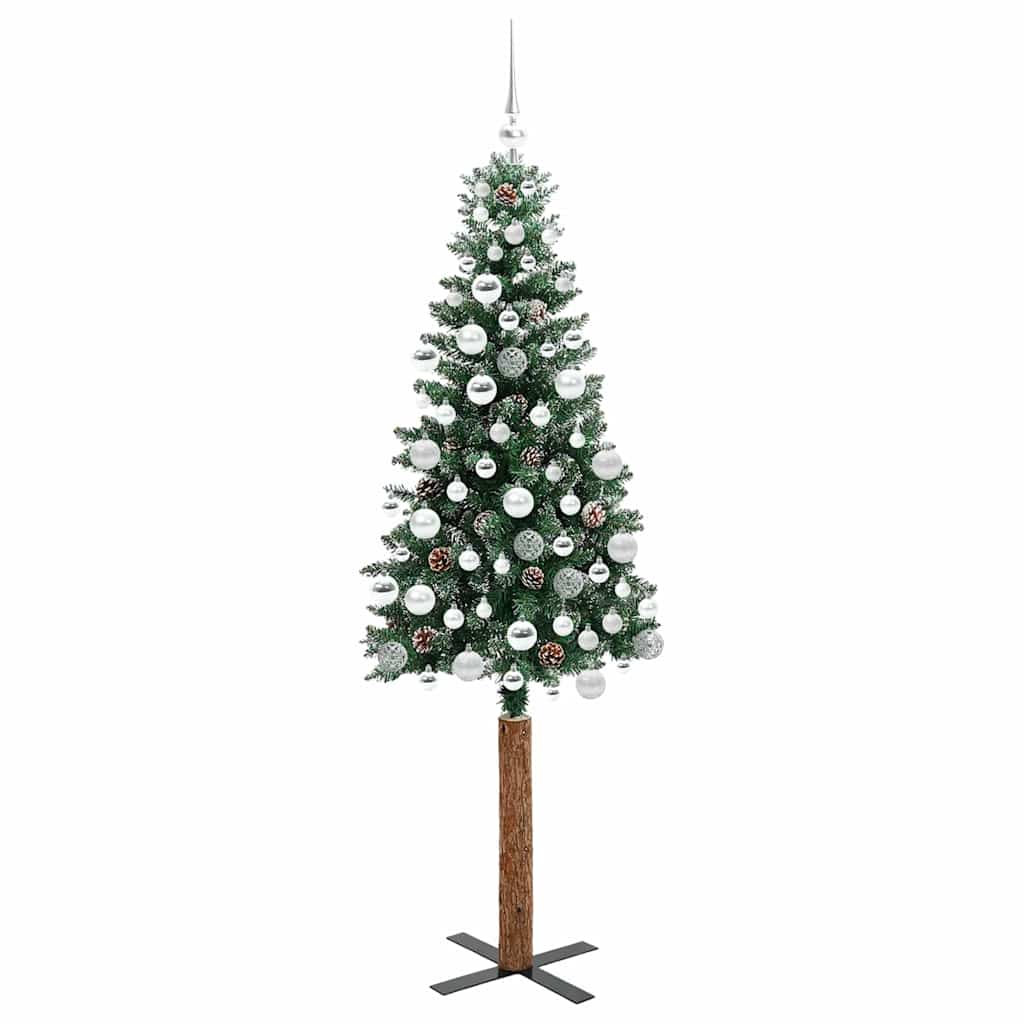 Slim Christmas Tree with 300 LEDs Green and White 180 cm